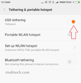 cara mengaktifkan usb tethering xiaomi