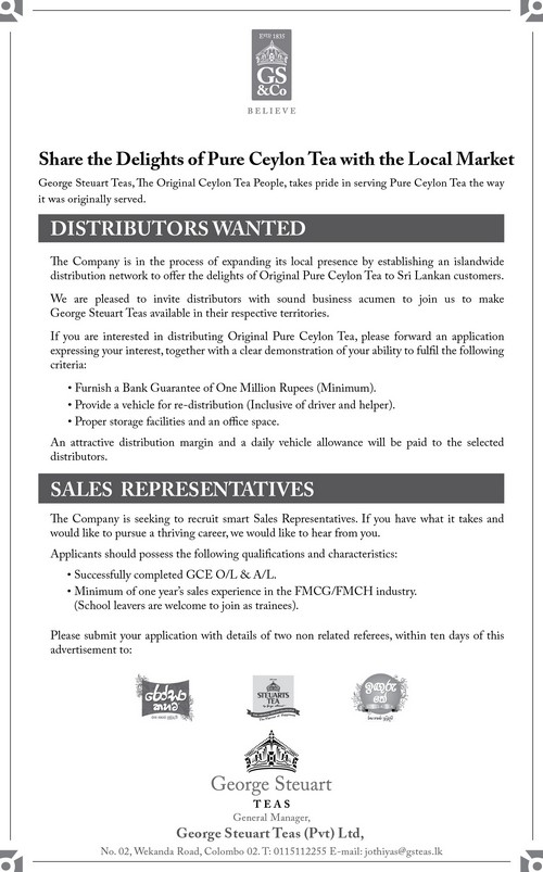 Vacancies For Sales Representatives and Distributors