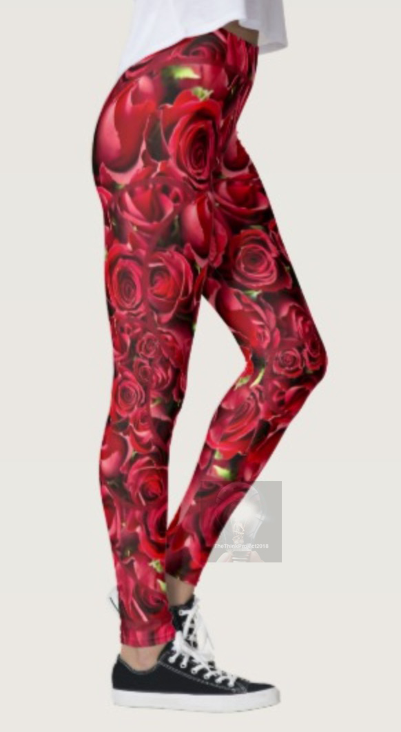 TheThinkProject2018: Woman's leggings with swirls of Red Roses all over ...