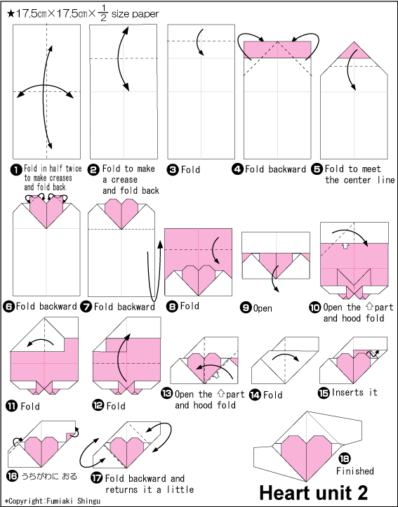 Origami Heart Dipyramid instruction Easy Origami instructions For Kids