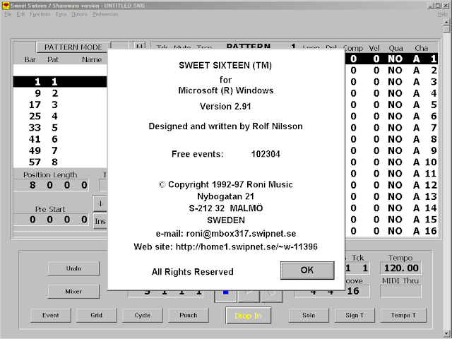 Sweet 16 sequencer for WIndows