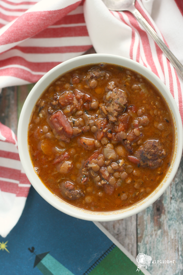 Slow Cooker Lentil Soup with Sausage and Tomatoes