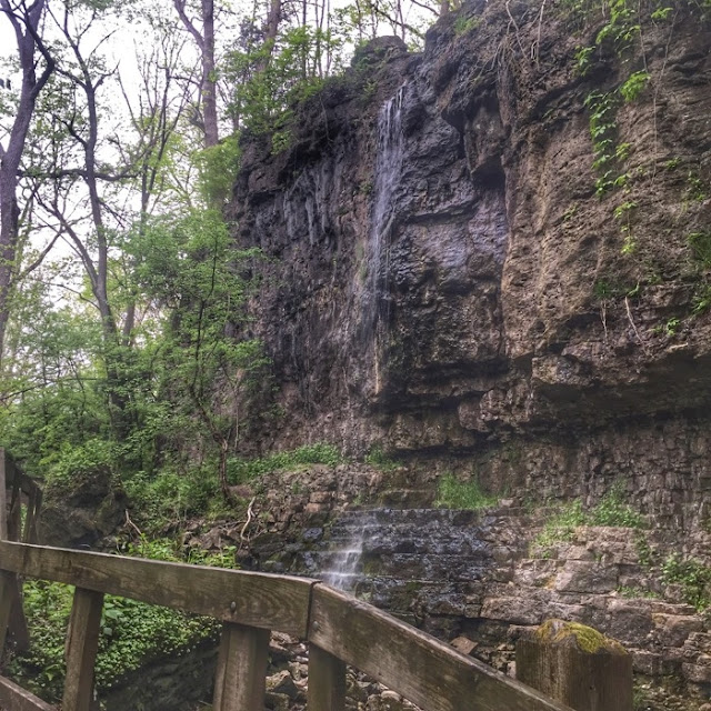 Stunning waterfall and rock formation at Clifton Gorge in Ohio