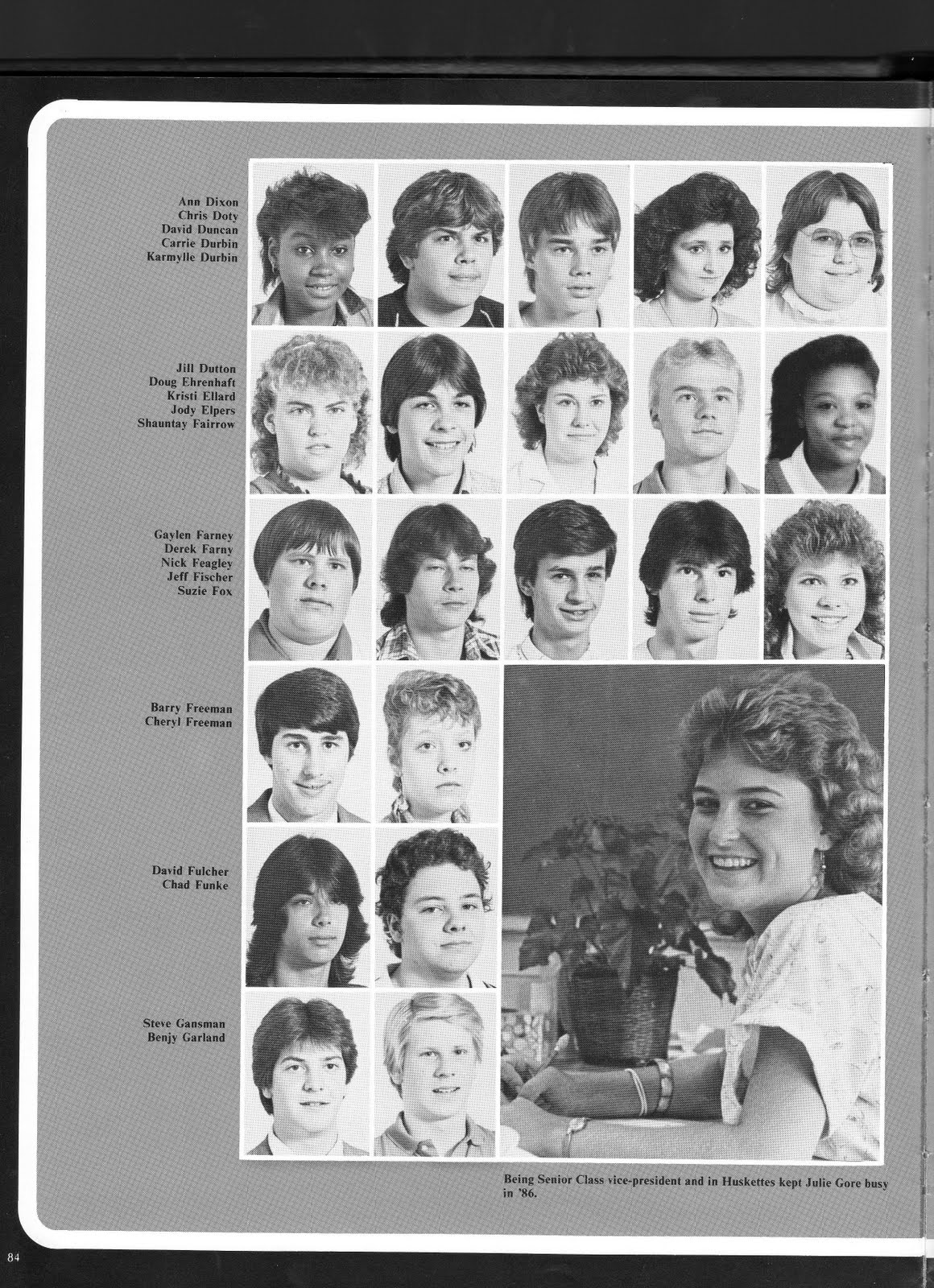 NHS Class of 1986 Senior Photos from Yearbook