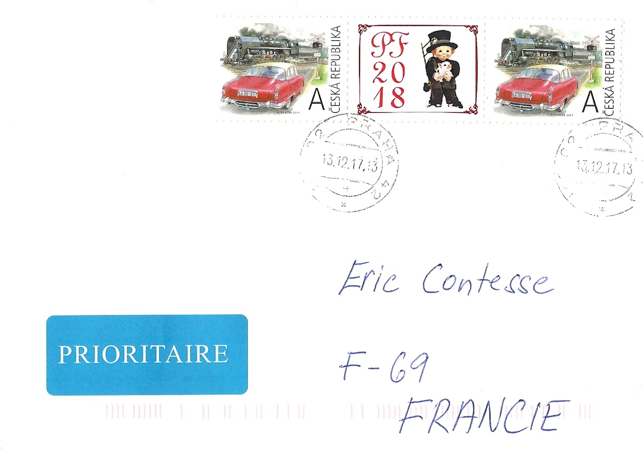 Mon Blog Timbré "PF 2018" prepaid envelope and card received from