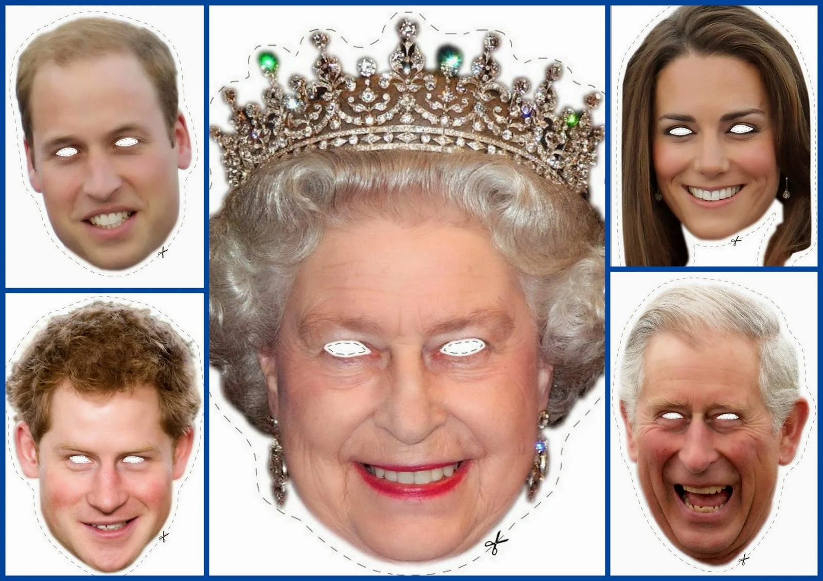 Máscara de la Familia Real Inglesa para Imprimir Gratis. 