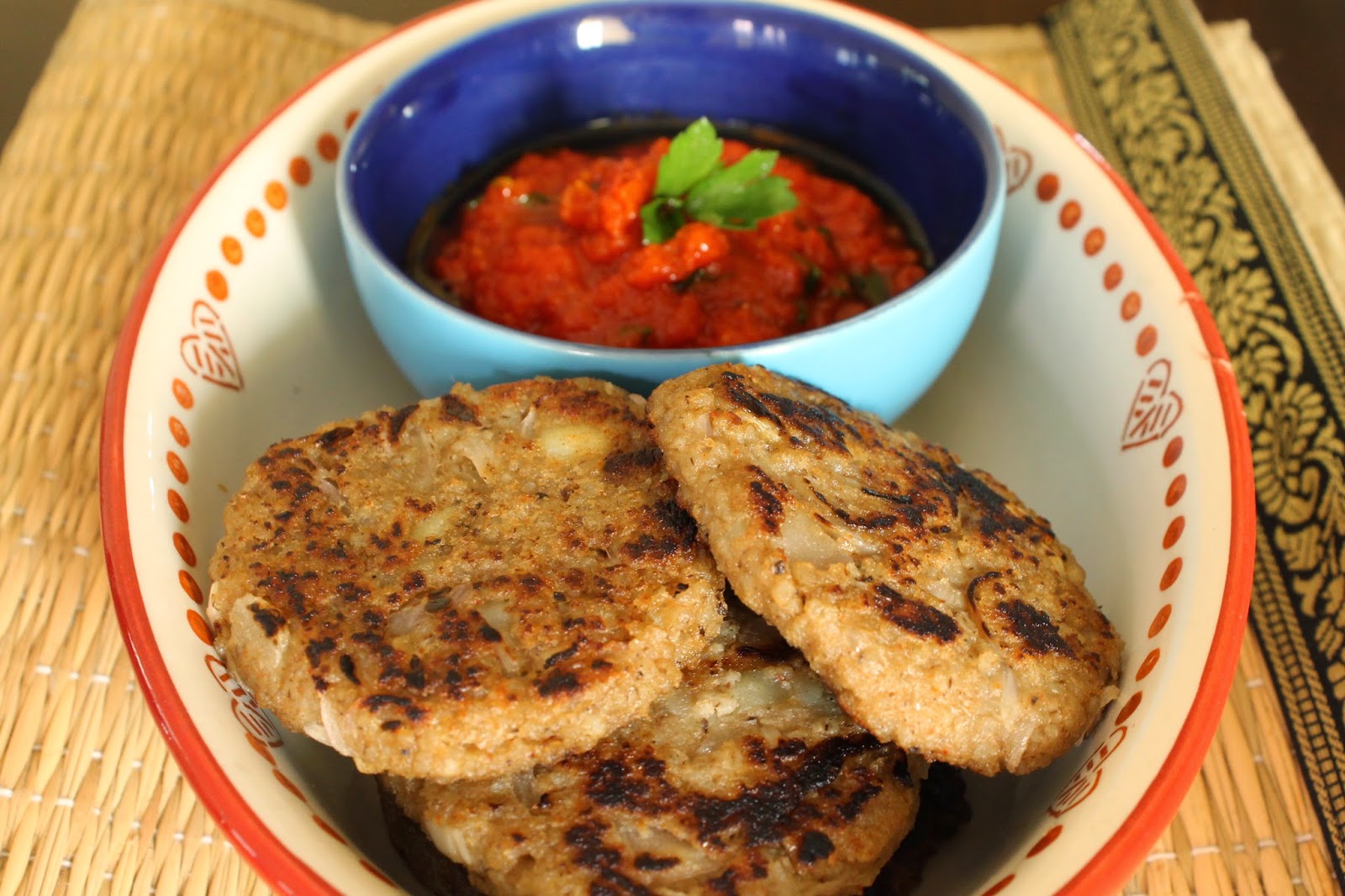 Two Guys in a Kitchen Millet patties with tomato coulis