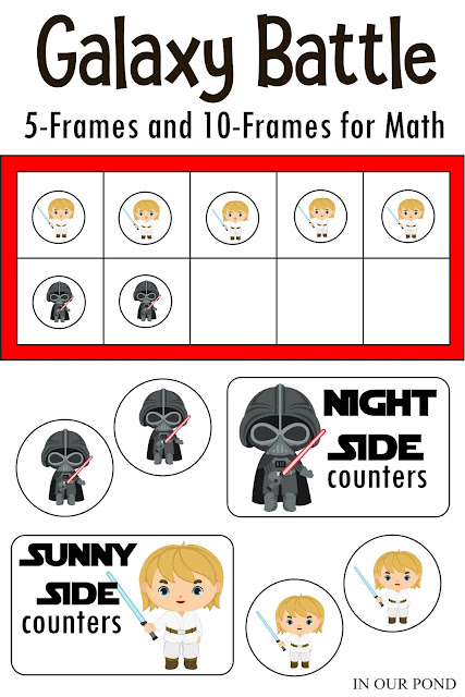 Galaxy Battle Math- Duel Forces Counters from In Our Pond #homeschooling #math #kindergarten #starwars #kindergartenmath #education #freeprintables