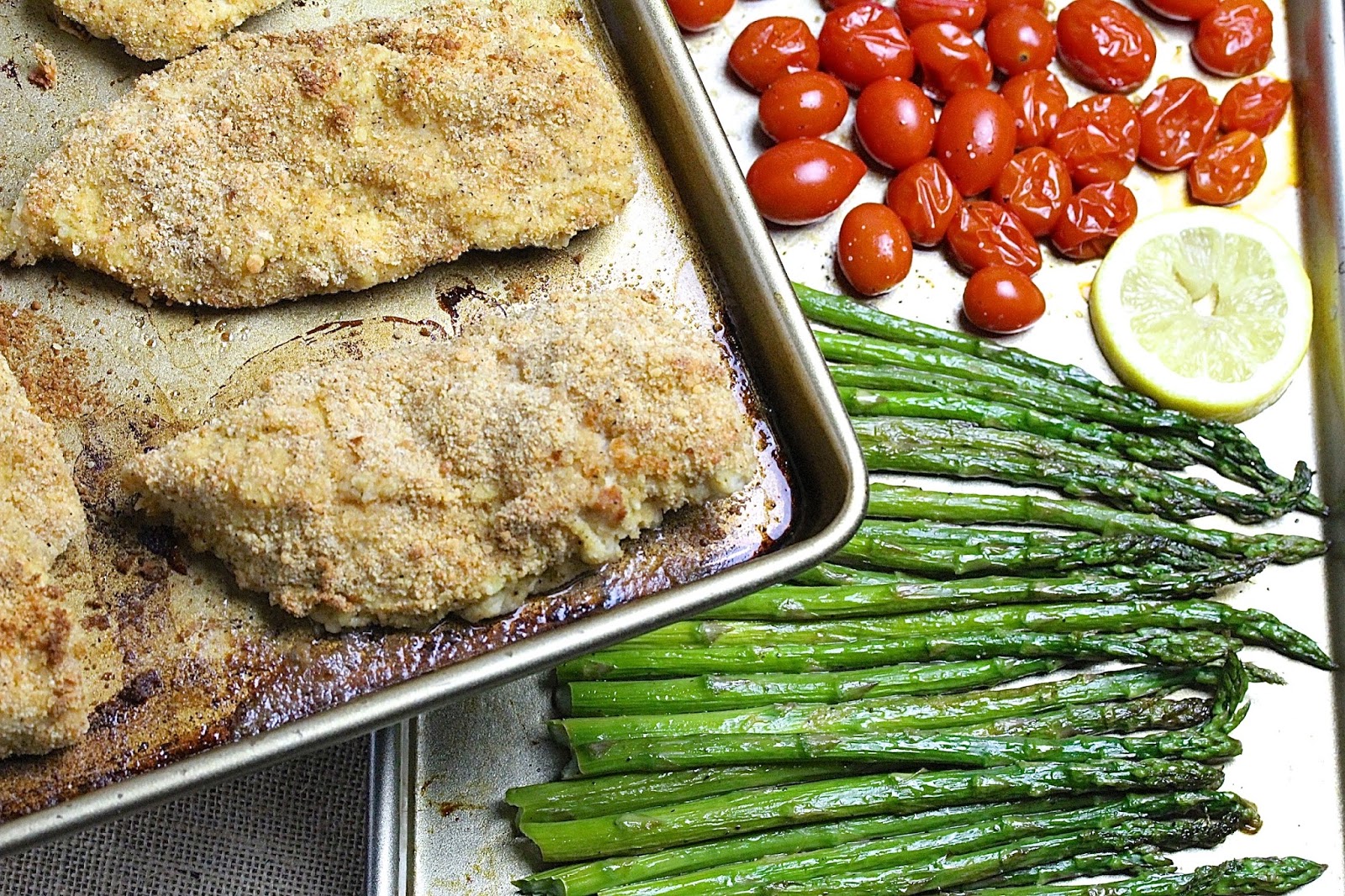 SHEET PAN PARMESAN CHICKEN WITH ASPARAGUS AND TOMATOES In Good Flavor