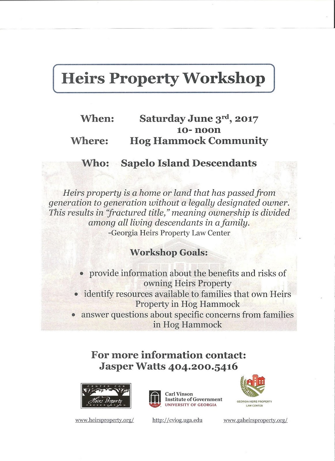 Hog Hammock Public Library Heirs Property