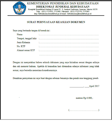 Surat keaslian dokumen terbaru