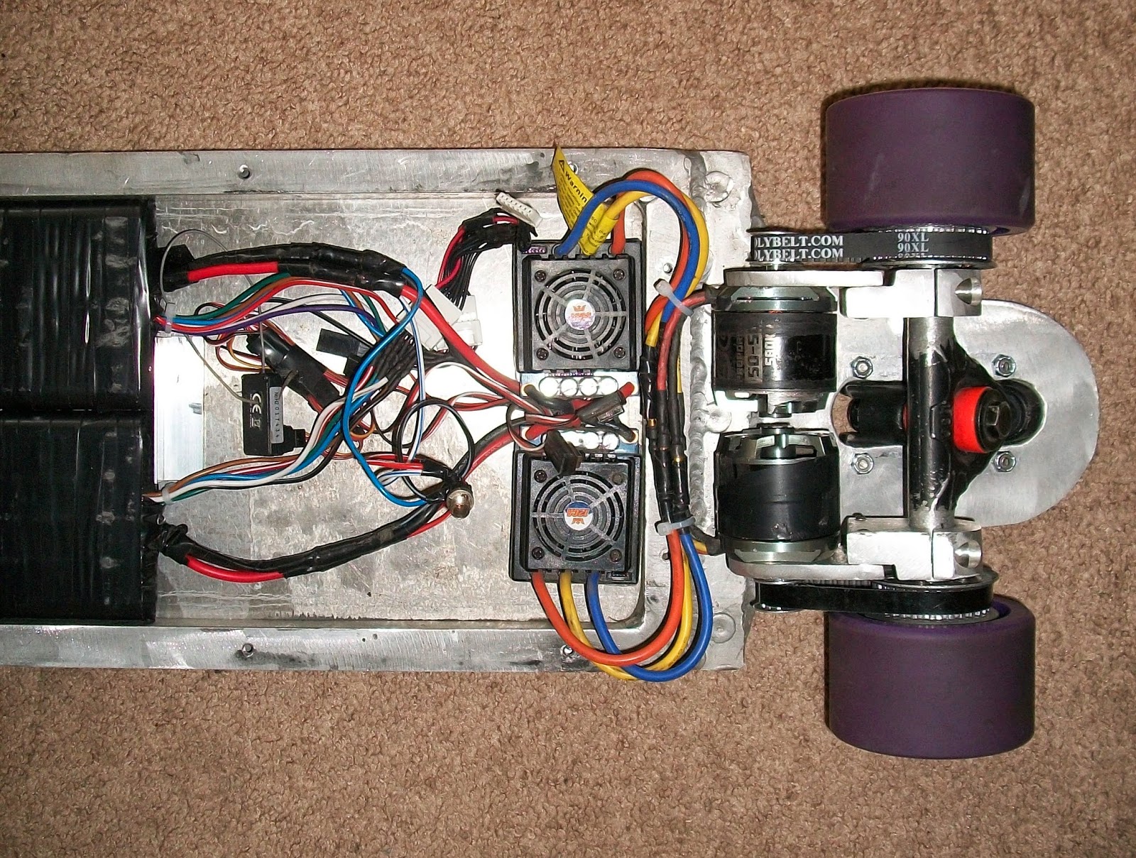 Electric Longboard Project: Installed Motor Controllers and Wiring