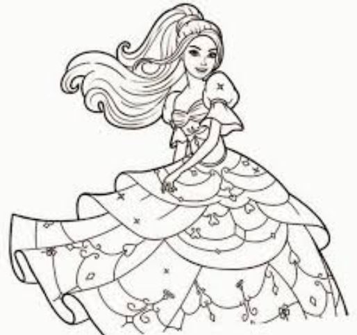 Gambar Mewarnai Baju Pesta Indah Gaun Putri Cantik Jelita Mewah
