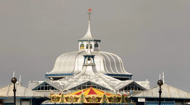 North Wales Points of Interest: Silver roofs along Llandudno Pier