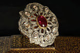 Diamond ring with rubellite