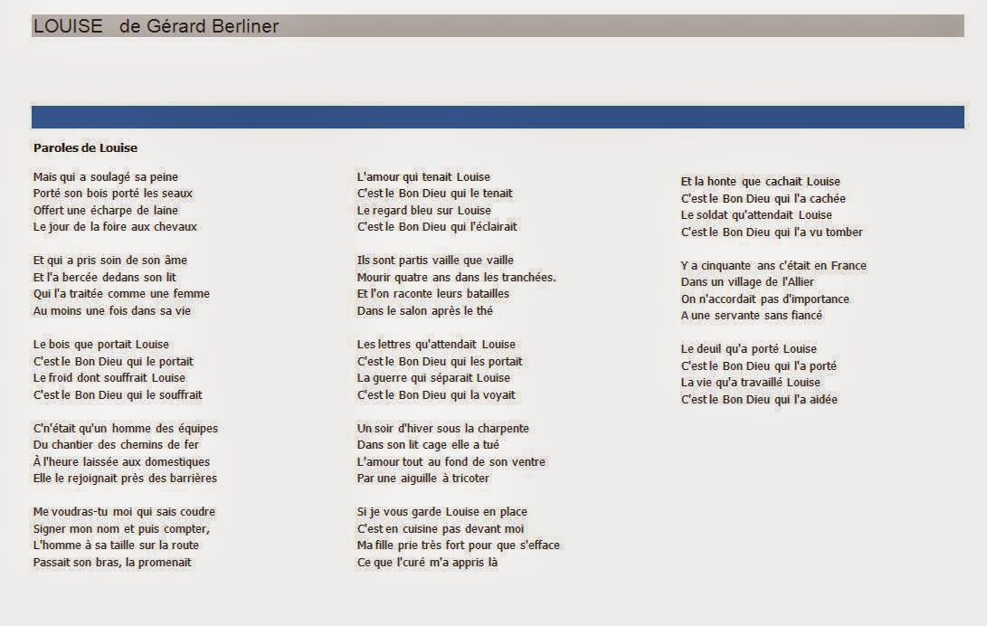 Gerard Berliner Louise Version Album Paroles