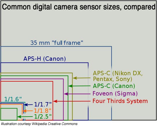 Dimensions des capteurs de caméras numériques