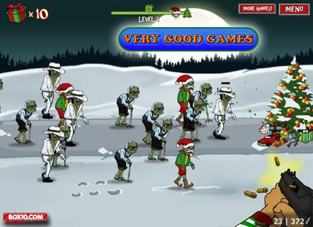 A screenshot from a free Christmas shooter with zombies - Zombudoy 2 game on the gaming blog Very Good Games