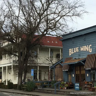 exteriors of Tallman Hotel and Blue Wing Saloon in Upper Lake, California