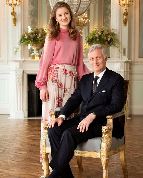 King Philippe, Queen Mathilde, Crown Princess Elisabeth, Prince Gabriel, Princess Eléonore and Prince Emmanuel of Belgium
