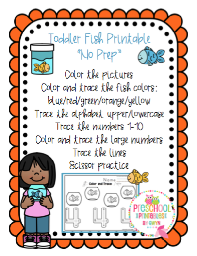 Fish Toddler Printable "No Prep" ~ Preschool Printables