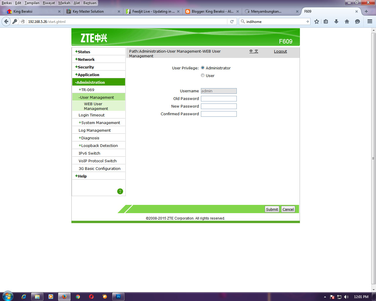 Mengganti Password Login Modem Zte IndiHome