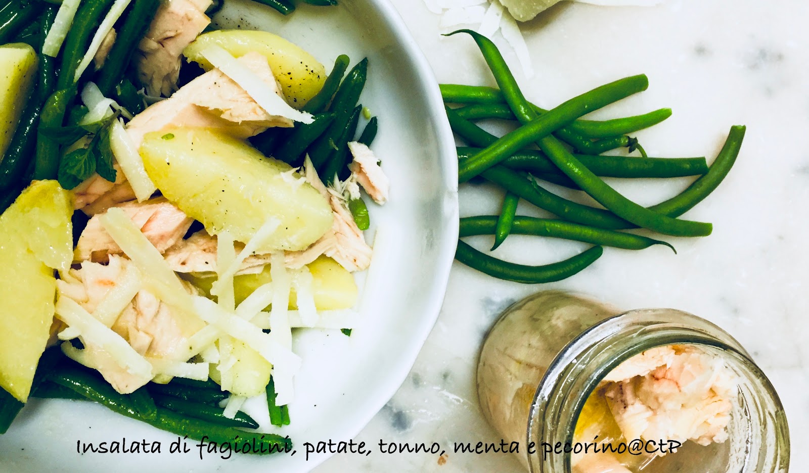 Insalata di fagiolini, patate, tonno, menta e pecorino alessandra ruggeri Insalata di fagiolini, patate, tonno, menta e pecorino alessandra ruggeri