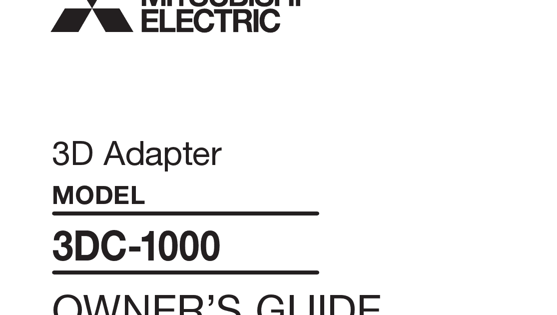 Mitsubishi Manuals Free 3d Adapter Model 3dc 1000 Owner S Guide