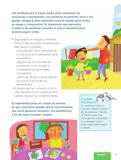 Apoyo Primaria Formación Cívica y Ética 1er grado Bloque 2 Lección 1 Compartir sentimientos y emociones 