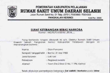 Contoh Surat Keterangan Narkoba