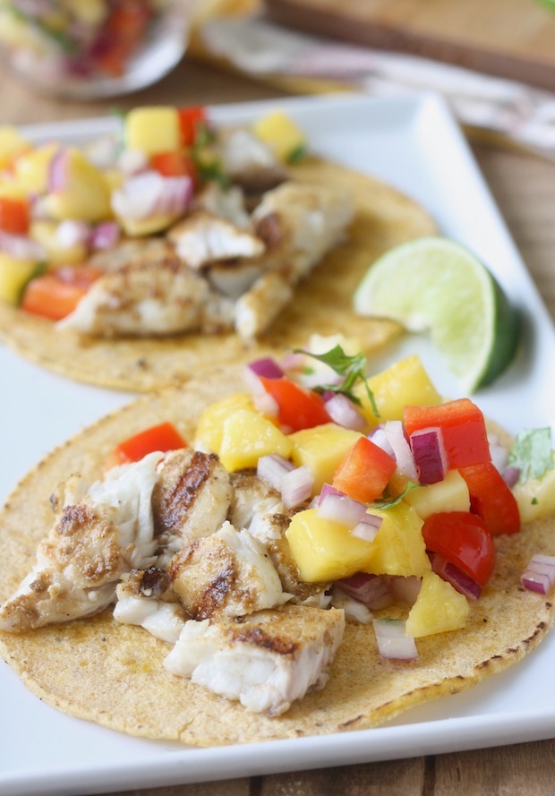 Thai Grilled Fish Taco with Mango Salsa recipe by SeasonWithSpice