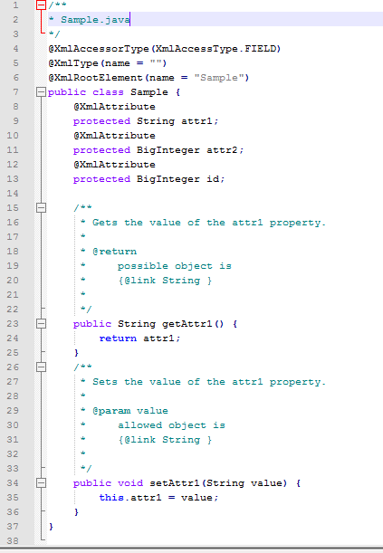 XML to Java code generation