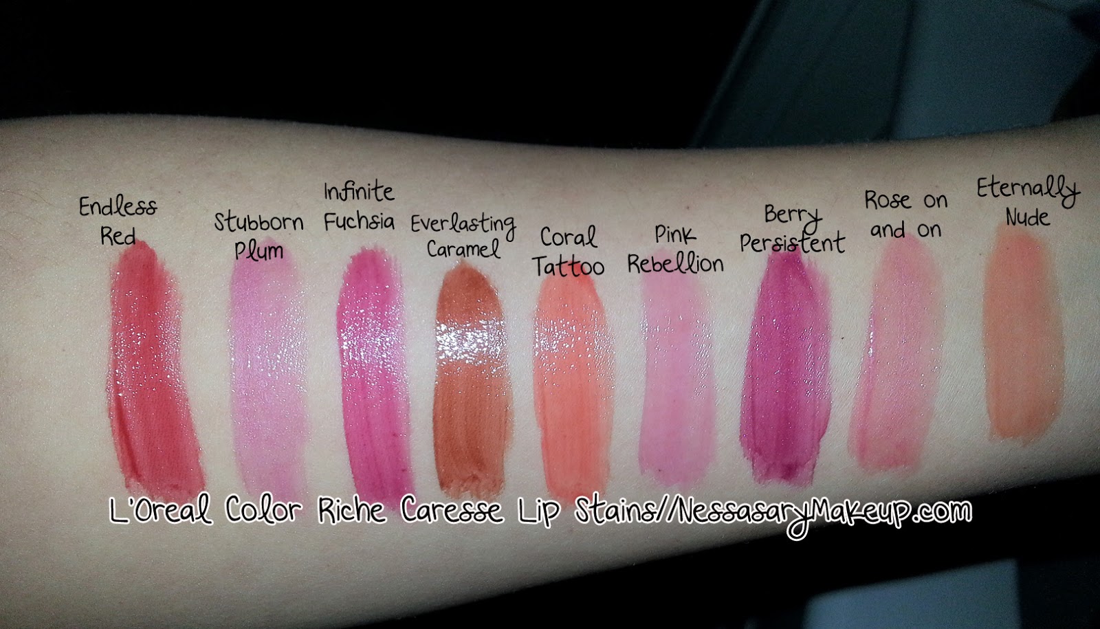 NessasaryMakeup L'Oreal Caresse Lip Stains (YSL Dupe?)