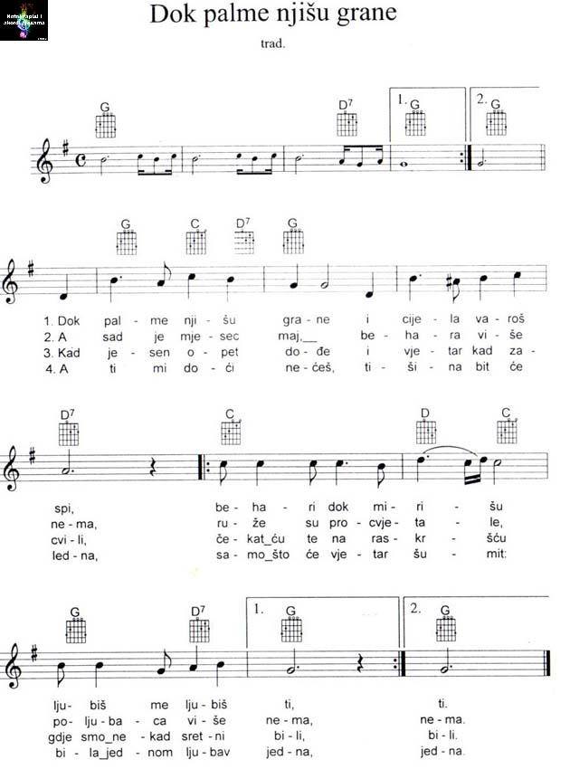NOTE DOMACE I STRANE DOK PALME NJISU GRANE AKORDI NOTE