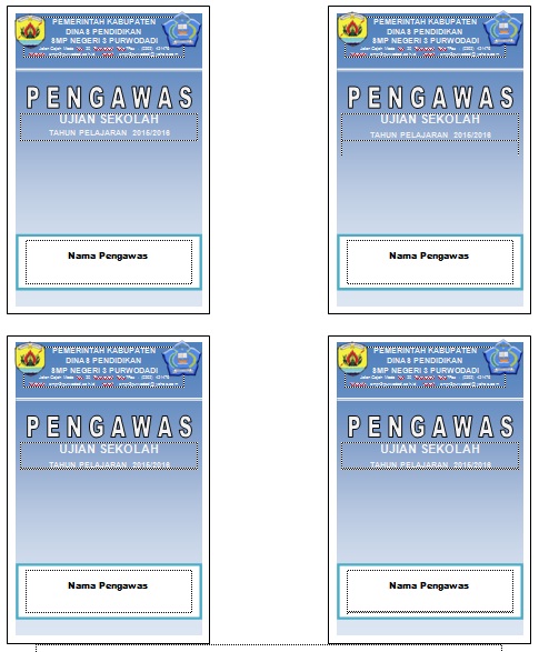 Media Infoku Blog S Format Kartu Pengawas Ujian Sekolah Dan