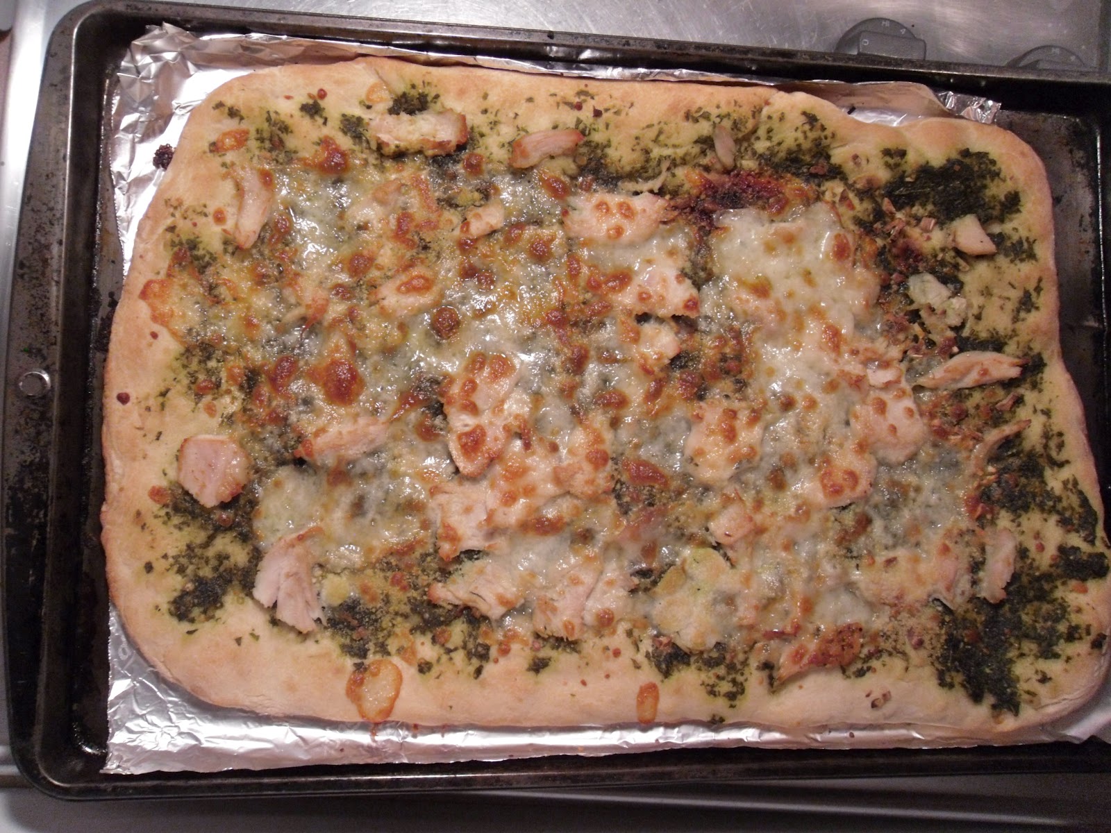 Quarter Life Crisis Garlic Chicken Pesto Pizza