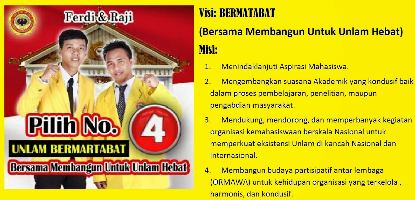 KPU MAHASISWA UNLAM 2014 FILE VISI MISI PARA CALON KETUA