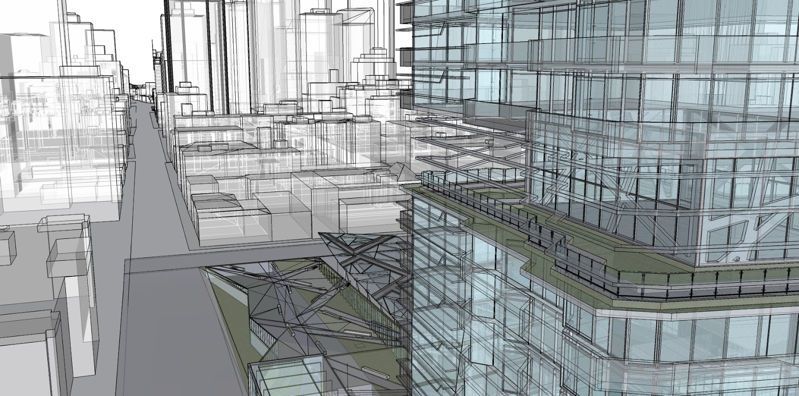 Future Architecture x ray render of model with site