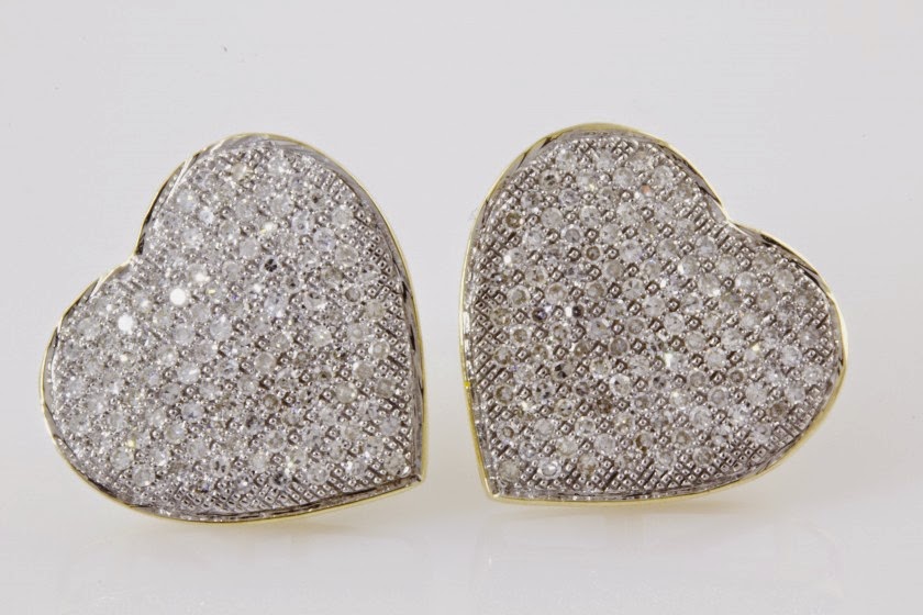 diamond earrings women silver beautiful heart shape