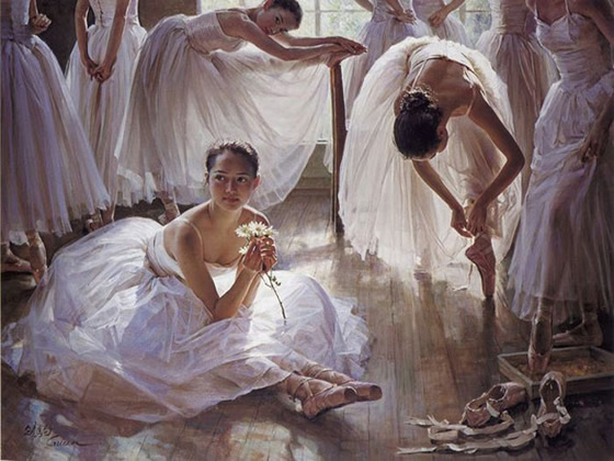 As dançarinas de Ballet em pinturas de Guan Zeju - 02
