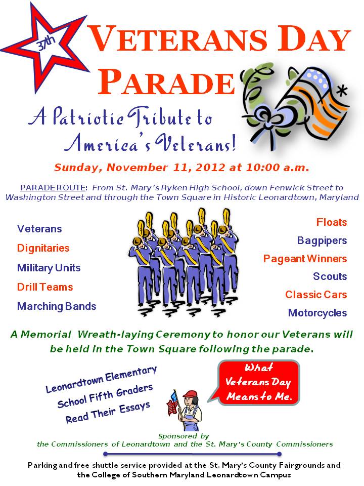 Leonardtown Maryland News ANNUAL VETERANS DAY PARADE SUNDAY