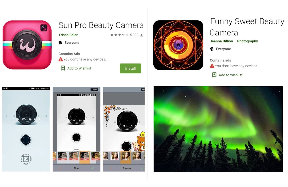 Adware found in selfie camera apps on Google Play Store