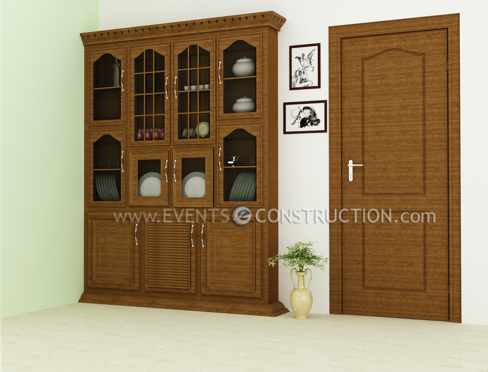 Evens Construction Pvt Ltd Crockery shelf design