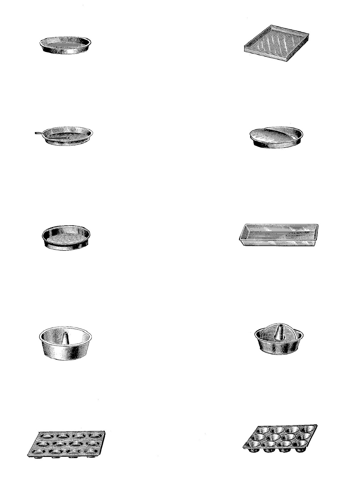 Digital Stamp Design Digital Baking Utensils Collage Sheets Muffin Bread Pan Pie Cake Tins