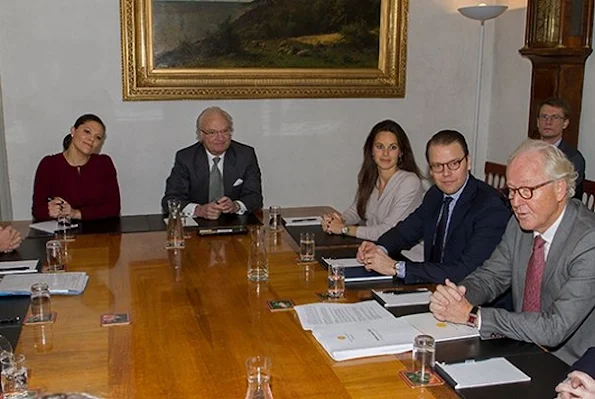 King Carl Gustaf of Sweden ,Crown Princess Victoria of Sweden, Prince Daniel of Sweden and Princess Sofia of Sweden attended a meeting about the 2015 Nobel Prize ceremony