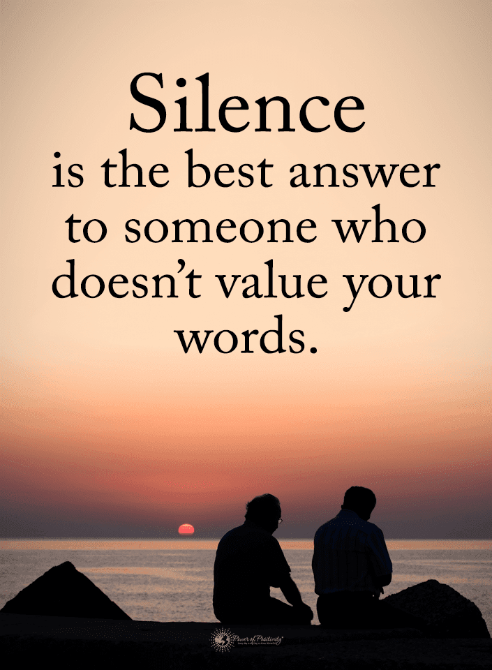 Silence Quotes Silence is the best answer to someone who doesn t value 