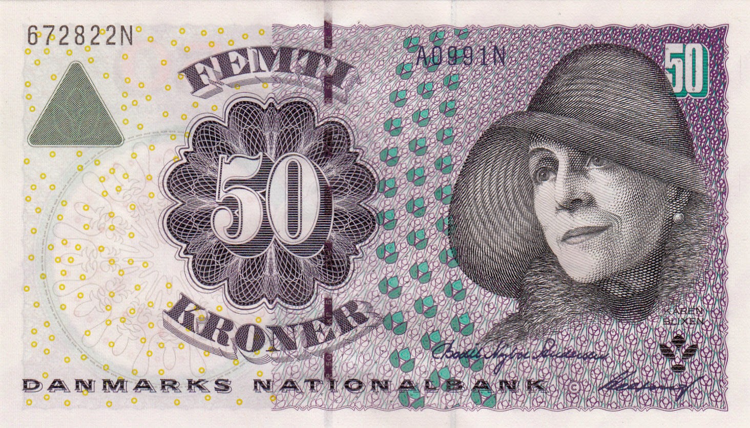 Banknotes of Denmark 50 krone banknote 1999 Karen Blixen