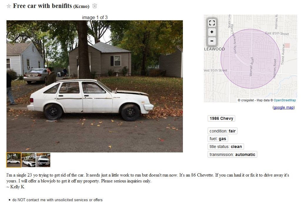 Kansas City Blow Job Craigslist Car Deal