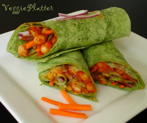 Veggie Platter Spinach Chickpea Wraps