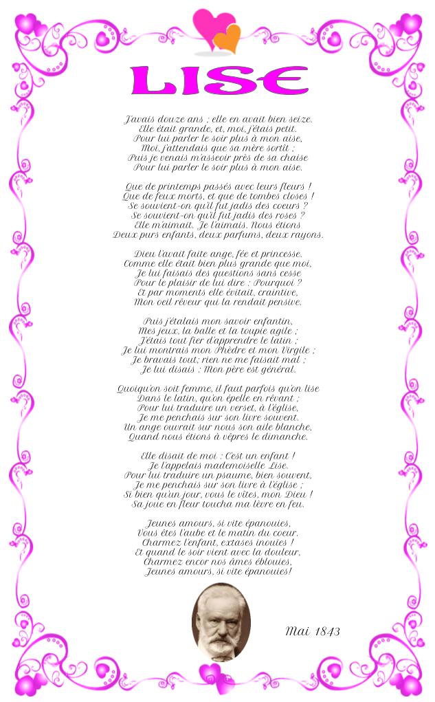 Lise Victor Hugo Poèmes & Poésies Lise Victor Hugo Poèmes & Poésies
